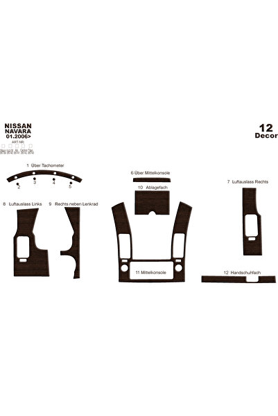 Marscockpitdesign نيسان نافارا بيانو أسود مطلي 2006-2010 12 قطعة