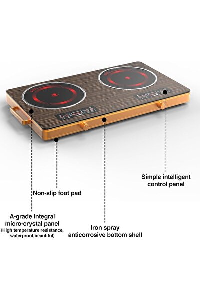 Generic Portable Dual Induction Cooktop, 2 Burners, 3500W, Ceramic Surface