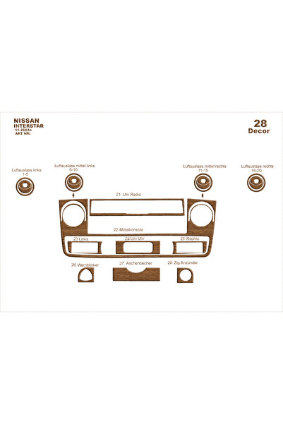 Marscockpitdesign نيسان انترستار كونسول-توربيدو 2003 28 قطعة