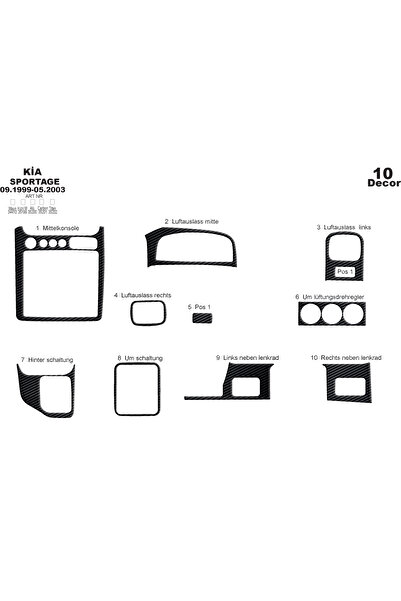 Marscockpitdesign كيا سبورتاج وحدة التحكم-توبوردو 1999-2003 10 قطع