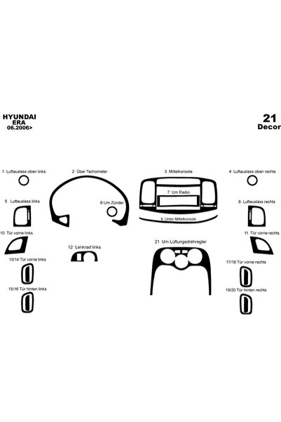 Marscockpitdesign هيونداي أكسنت إيرا وحدة التحكم-توبوردو 2006-2010 21 قطعة