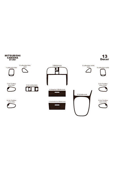 Marscockpitdesign غطاء وحدة التحكم Mitsubishi Carisma 1999-2004 13 قطعة