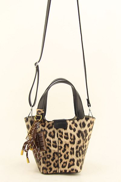 HNB Women's Leopard Mini Bucket Bag