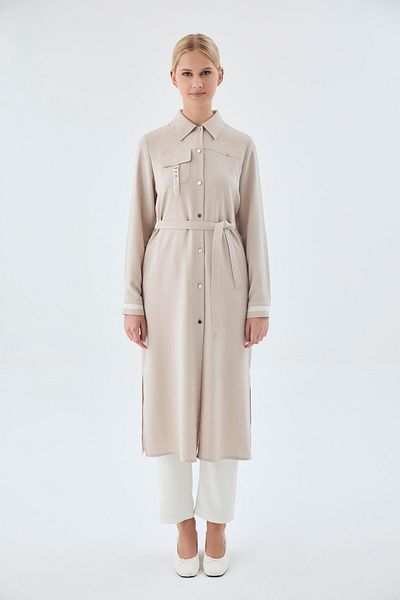 Zühre Beige Wear and Go with Belt and Pocket Detail Gc-0247
