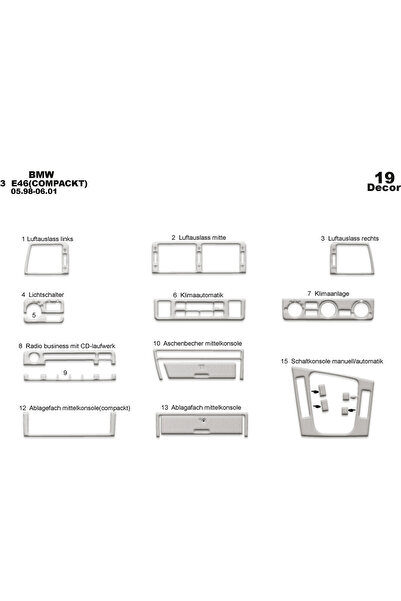 Marscockpitdesign Bmw 3 Series E46 COMPACKT متوافق مع وحدة التحكم-تغطية التور...