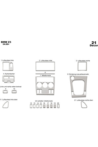 Marscockpitdesign Bmw Z3 كونسول متوافق مع توربيدو 1999 21 قطعة