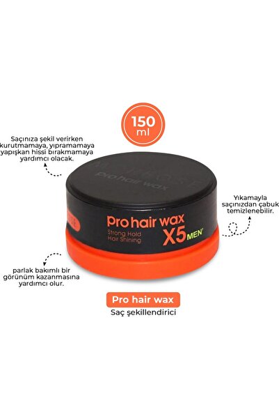 Morfose Men Pro Hair Wax Strong Hold (Turuncu) 150 gr 6 Adet
