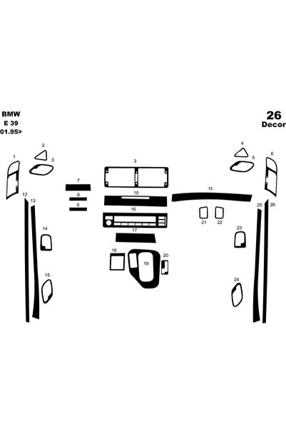 Marscockpitdesign Bmw 5 Series E39 Compatible Console-Torpedo Covering 1995 2...