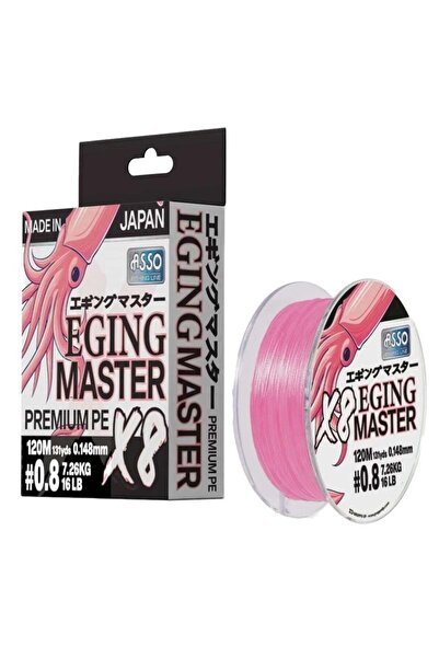 ASSO 8X Eging Master PE 8 خيط صيد منسوج 120mt وردي 0.6 PE