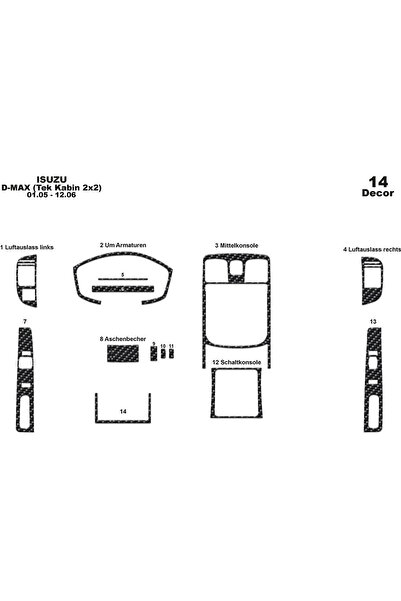 Marscockpitdesign إيسوزو دي ماكس كابينة واحدة 2X2 كونسول-توربيد 2005-2006 14 ...