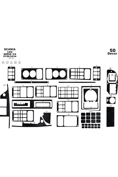 Marscockpitdesign Scania LKW 3/4 كونسول-توربيدو 1996-2004 50 قطعة كونسول-توربيدو
