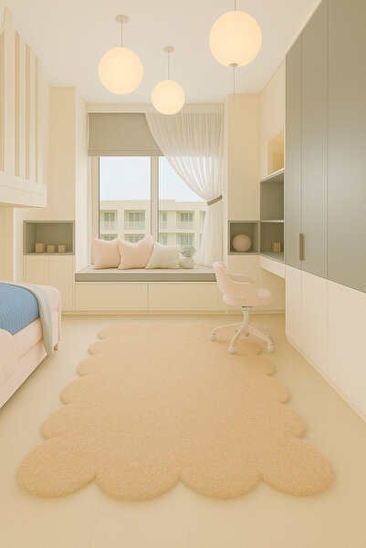 SOFT DECOR Modern Dekoratif Salon Halısı Çocuk Odası Yolluk Kaymaz Taban Halı