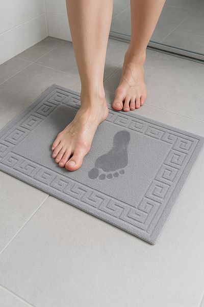 Mislina Home Αντιολισθητική Βάση Λεπτή Πετσέτα Ποδιών Απορροφητική Αντιολισθητική Πατάκι Ντους Γκρι 50x70 cm