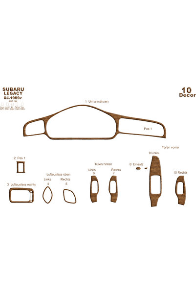 Marscockpitdesign سوبارو ليجاسي وحدة التحكم-توبوردو 1999-2004 10 قطع