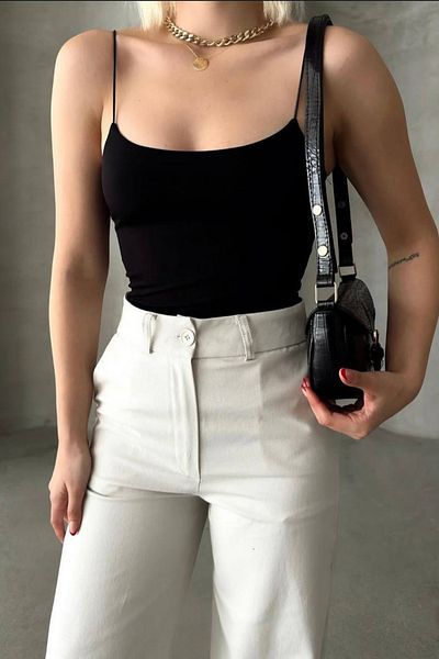 The Robi Women's Black Rope Strap 2-Piece Undershirt