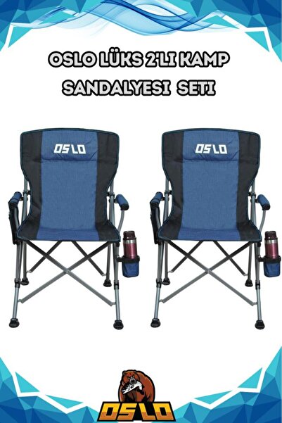 Oslo Lüks 2'li Kamp Sandalye Seti Mavi