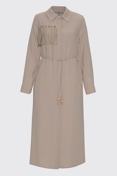 Zühre Beige Wear and Go with Seashell Detail and Tassels Gc-0234
