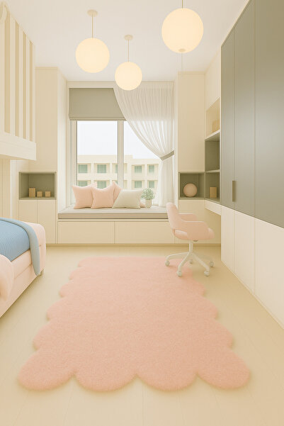 SOFT DECOR Modern Dekoratif Salon Halısı Çocuk Odası Yolluk Kaymaz Taban Halı