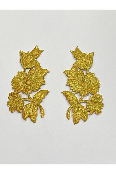karantuhafiye Gold Glitter Iron-On Embroidery Applique/Glitter Applique Set of 2 # 5