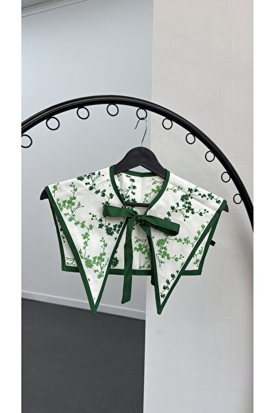 Narferita Frezya Yeşil Çiçek Desenli Yaka Fular