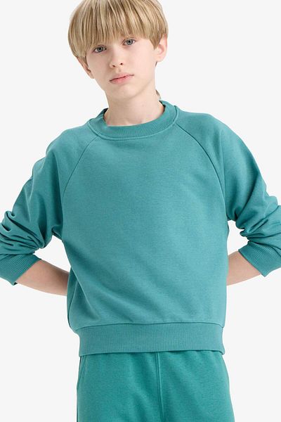 DeFacto Boy's Crew Neck Basic Plain Sweatshirt E8415A825Au