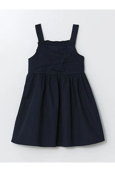 LC Waikiki Lcw Eco Navy Blue Square Neck Girl's Dress