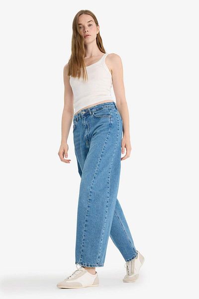 DeFacto Barrel Fit Ψηλόμεσο Παντελόνι Jean Washed F7652AX25AU