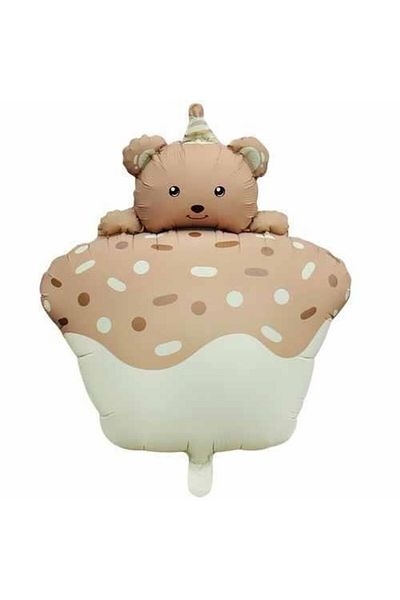 Parti Dükkanım Muffin Cake Foil Balloon with Teddy Bear 51*54 cm