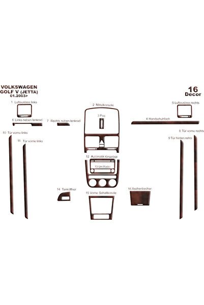 Marscockpitdesign فولكس واجن جولف 5 وحدة التحكم-توبوردو مكيف هواء رقمي 2003-2...