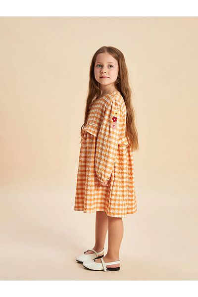 LC Waikiki Lcw Kids Sari Crew Neck Girls' Krinkle Dress