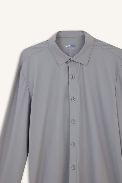 DeFacto Cămașă DeFactoFit Slim Fit Slim Fit Cămașă cu mânecă lungă cu rever E9356AX25AU