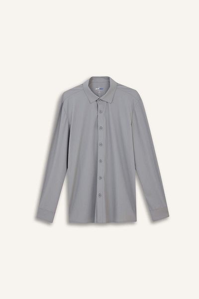 DeFacto Cămașă DeFactoFit Slim Fit Slim Fit Cămașă cu mânecă lungă cu rever E9356AX25AU
