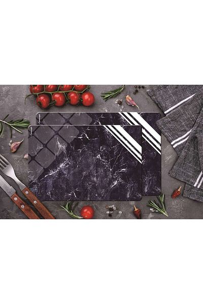 CONCEPT CAM Glass Cutting Board and Presentation Holder, Set (20X30 and 25X35 cm), 4 Mm, Colorful Pattern