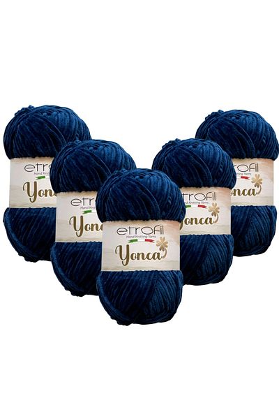 Etrofil Clover Velvet Hand Knitting Yarn 5 Pieces 70547 Navy Blue