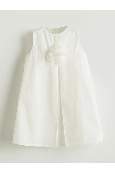 LC Waikiki Lcw Kids Ecru 3D Floral Girl's Dress