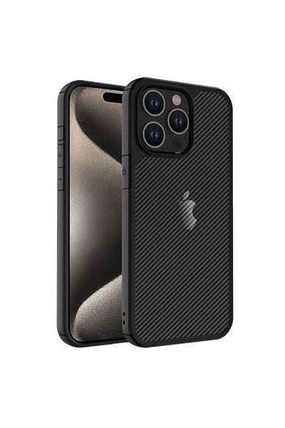 Dali Protective case compatible with Apple iPhone 15 Pro, CarbonFuse, silicone, Black-Grey