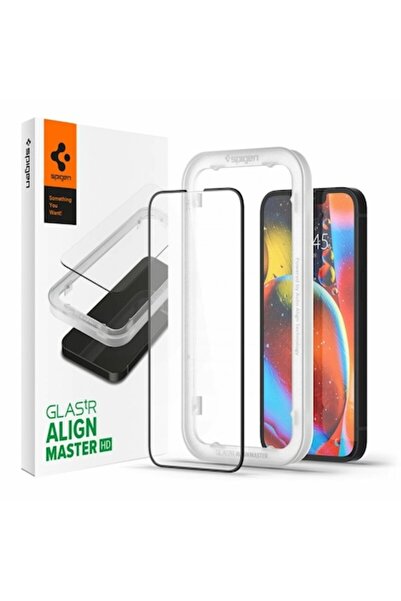 Spigen Folie de protecție pentru ecran compatibilă cu Apple iPhone 13/13 Pro/14, Glas.tr Align Master, sticlă securizată, Negru
