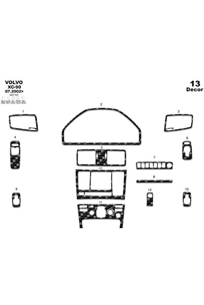 Marscockpitdesign فولفو XC 90 وحدة التحكم المتوافقة مع توربيدو 2002 13 قطعة