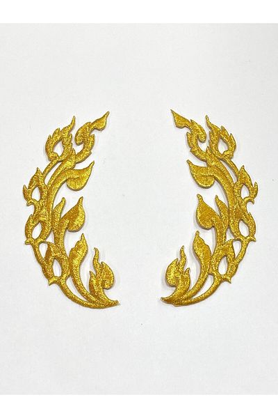 karantuhafiye Gold Glitter Iron-On Embroidery Applique/Glitter Applique Set of 2 # 4