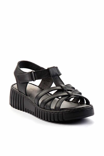 Bambi Black Leather Women's Sandals K05763092803