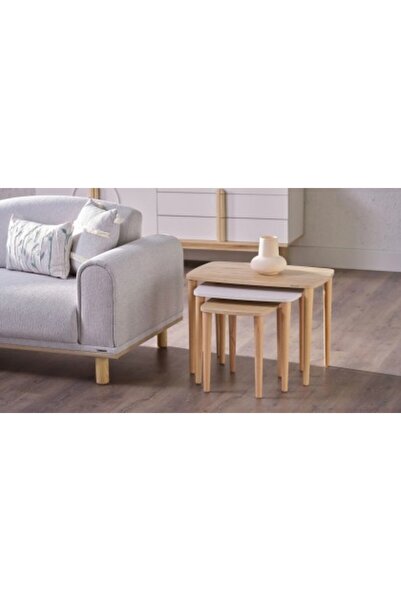 Bellona Masute de cafea Boheems, 80x80x35cm, culoare Crem - Stejar