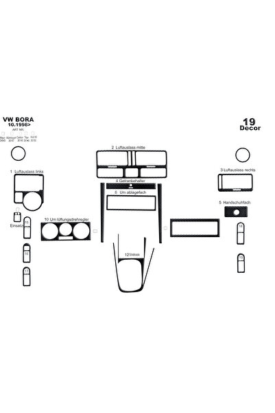Marscockpitdesign فولكس واجن بورا وحدة التحكم-توبوردو 1998-2008 19 قطعة