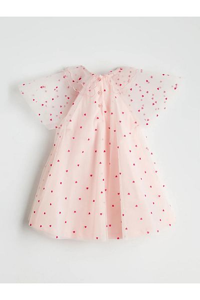 LC Waikiki Lcw Kids Pink Heart Printed Girl's Tulle Dress