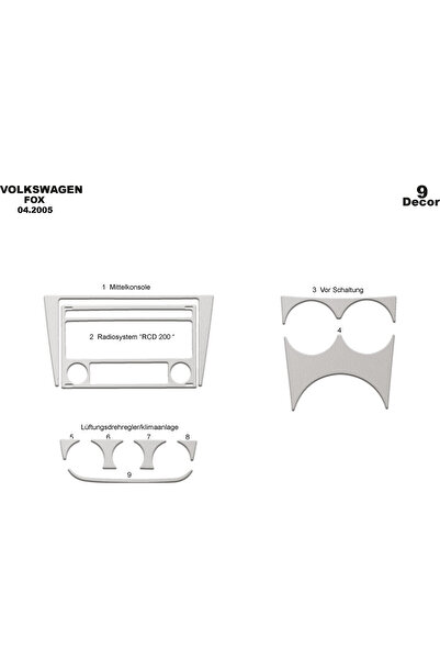 Marscockpitdesign فولكس واجن فوكس كونسول-تيربويد 2005 9 قطع
