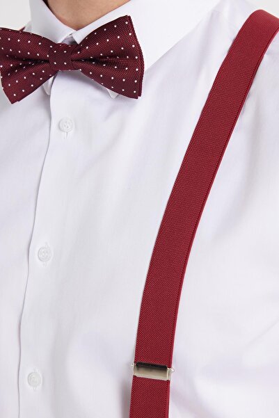 Tudors Erkek Slim Fit Premium Likralı Pamuk Saten Beyaz Gömlek