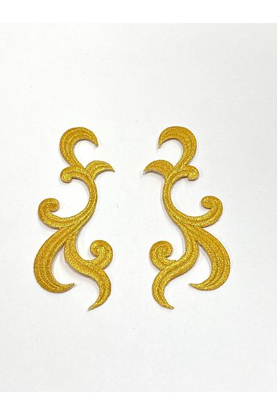karantuhafiye Gold Glitter Iron-On Embroidery Applique/Glitter Applique Set of 2 # 9
