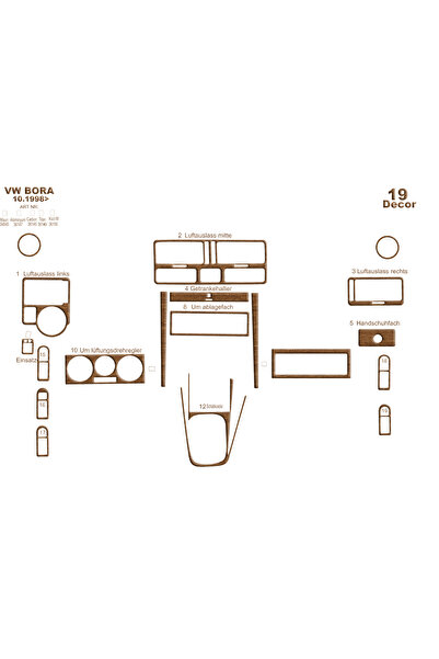 Marscockpitdesign فولكس واجن بورا وحدة التحكم-توبوردو 1998-2008 19 قطعة