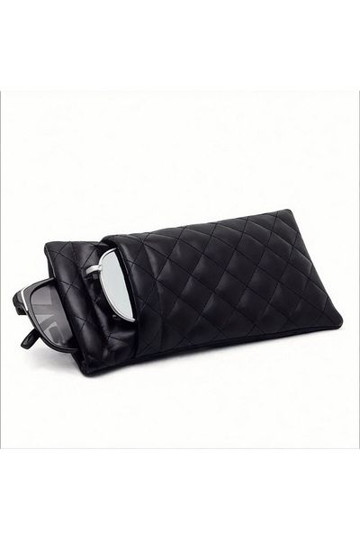 VENTİ VENTİSCA Black Glasses Case Leather Soft Portable Multi Function Glasses Box