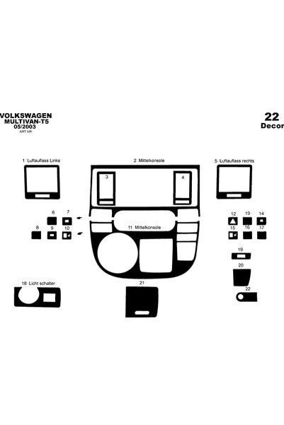 Marscockpitdesign فولكس واجن T5 مولتيفان كونسول-توربيدو 2003-2009 22 قطعة