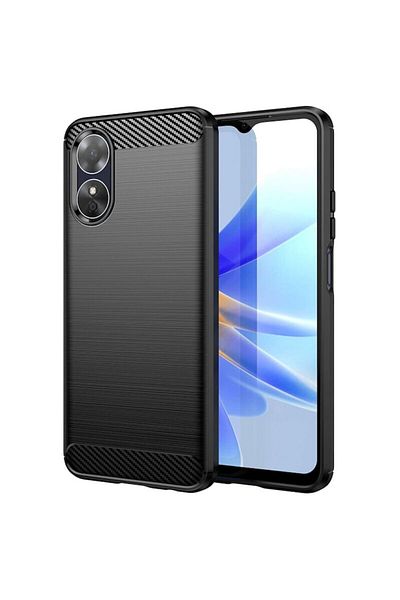 Dali Protective Case Compatible with Oppo A17, Carbon Silicone, Black